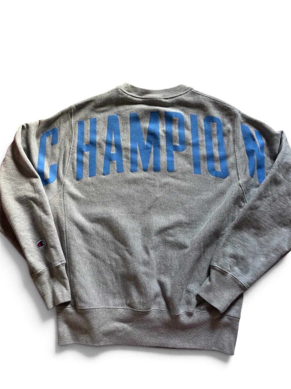 Champion Gray Crewneck Sweatshirt with Blue Back Logo